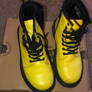 Yellow Dr Marten boots in Kids’ size 1